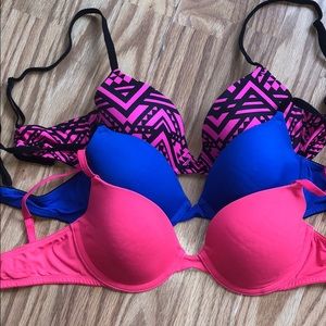 3 Victoria’s Secret PINK Bras 34B